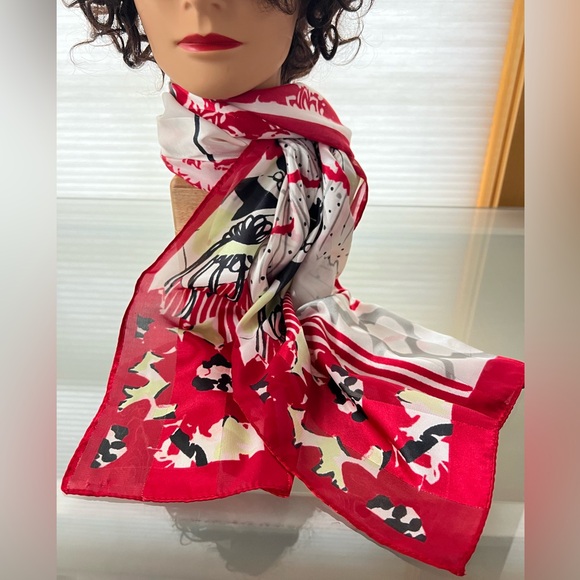 π1950s-Themed Girls Decorating Christmas Tree Scarf | Festive | Oblong 19βx69β - Picture 10 of 17